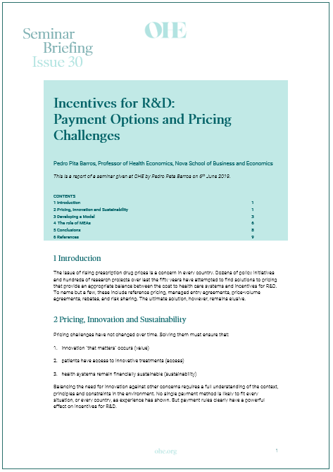 Incentives for R&D: Payment Options and Pricing Challenges